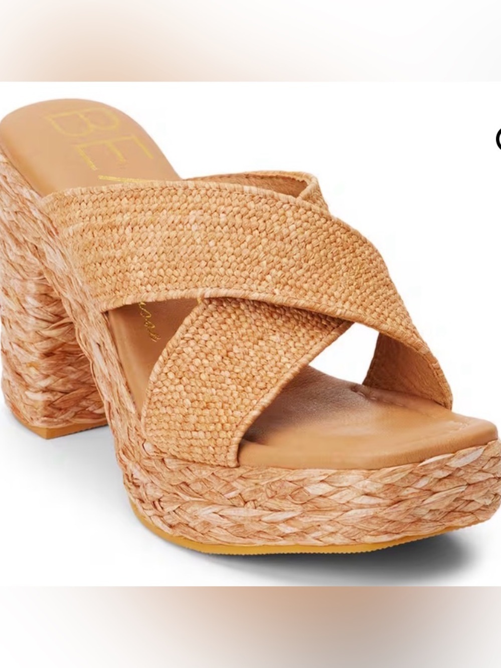 BEACH by Matisse Woven Espadrille Platform Slide Sandals - Tan 7W